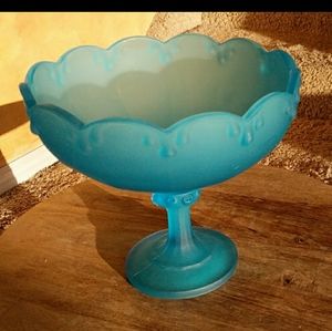 Vintage Azure Blue Pedestal bowl